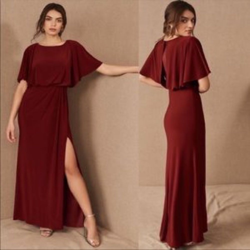 BHLDN Lena burgundy wine maxi dress gown